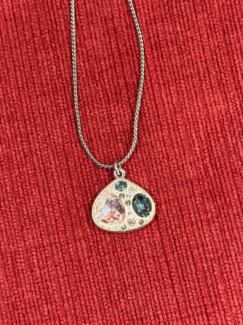 Swarovski Genuine Turquoise/Clear Crystal Pendant Necklace